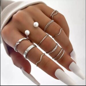 Alloy Silver Plated Plain Rings Set