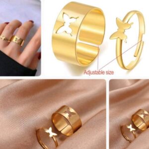 Gold Plated Butterfly Design Ring Set