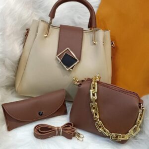 3 Pcs Leather Plain Handbags